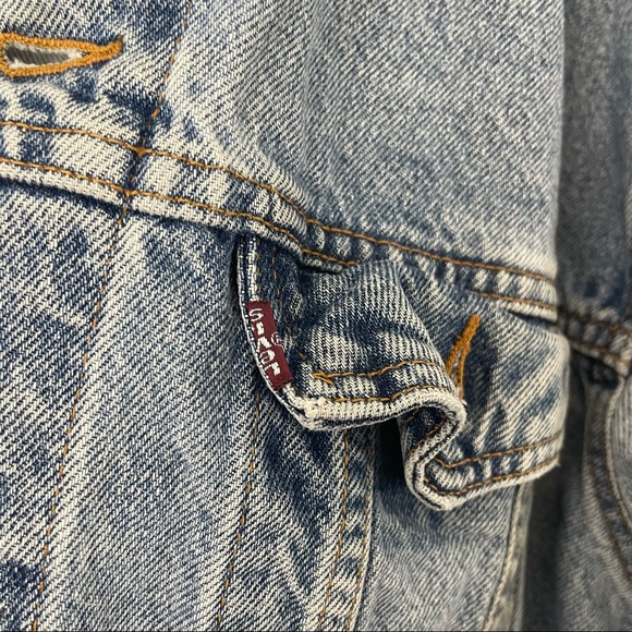 Vintage Levi’s Denim Jacket Harley Davidson Patch Size Large Trucker Streetwear - Picture 5 of 12